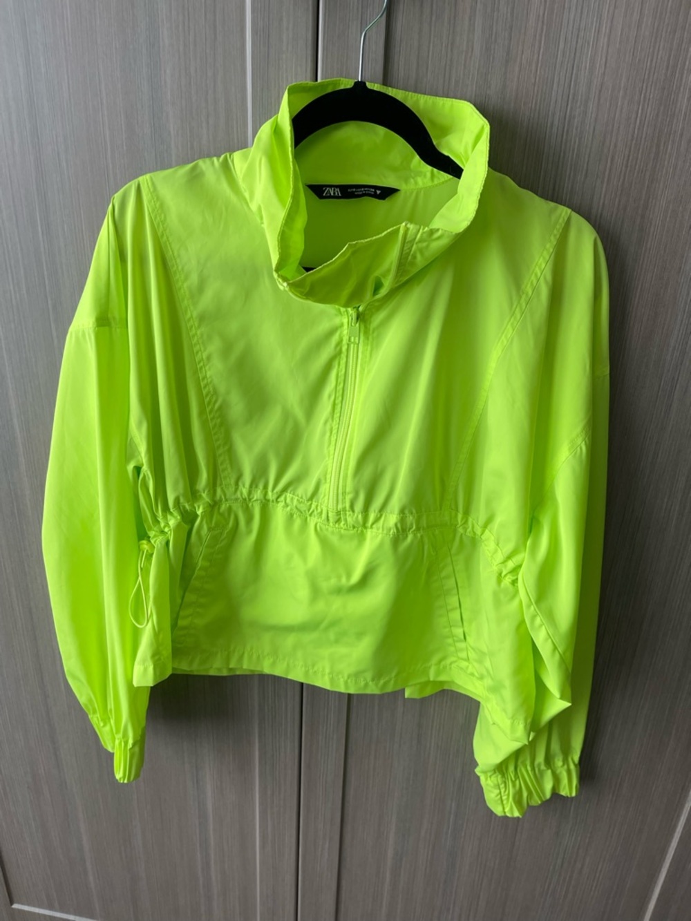 Zara Neon Yellow Cropped Windbreaker Jacket